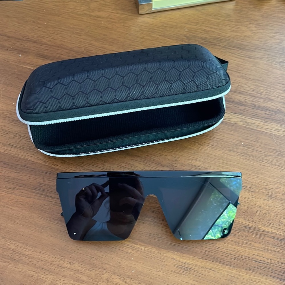 Brand new sunglasses with case! Black straight across top